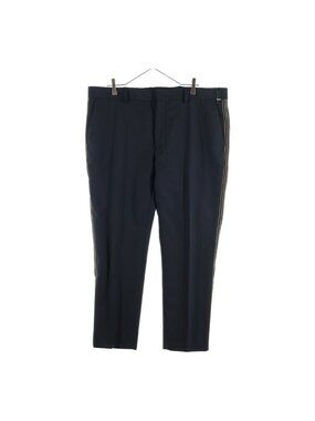 Fendi Wool Chain Side Line Flat-front Trousers Pants Black